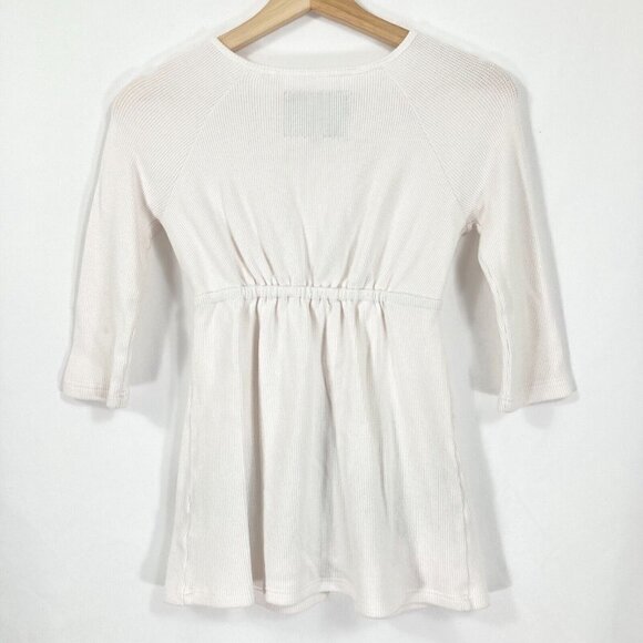 🔥 3/$15🔥Vintage V-Neck Embroidered Thermal Top Y2K Babydoll School Cottage XS - Picture 8 of 9